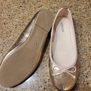 Stevies Metallic Gold Studded Flats